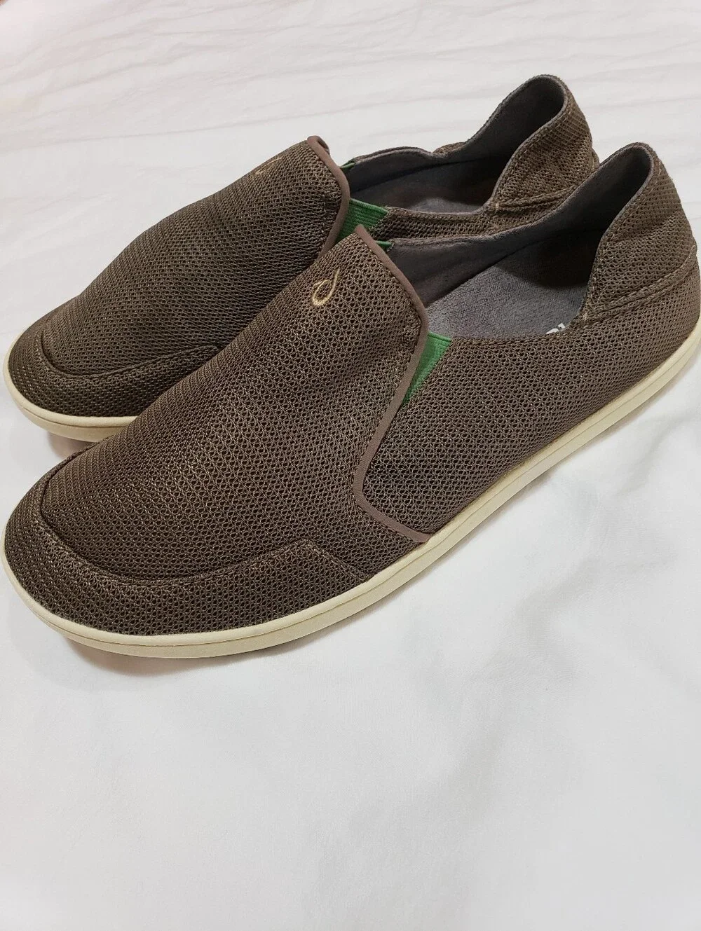 Olukai Men 10 Luke New Condition Mesh Tan Slip On Shoes Breathable Comfort